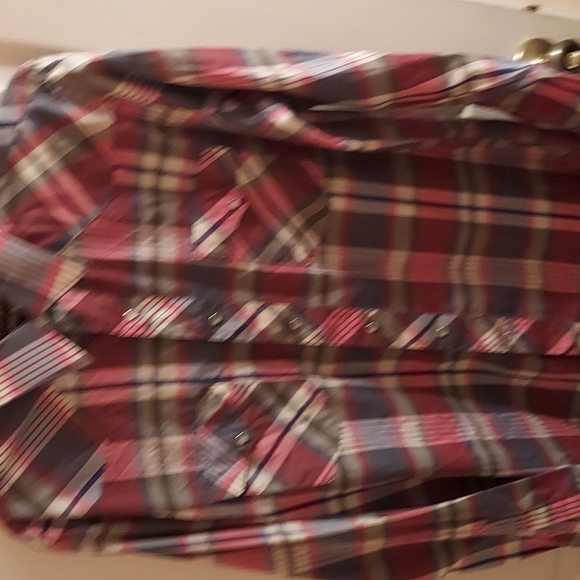 Wrangler Plaid Shirt with Pearl Snaps,Size 16 neck x 35 incheslong sleeves multi - Picture 1 of 9